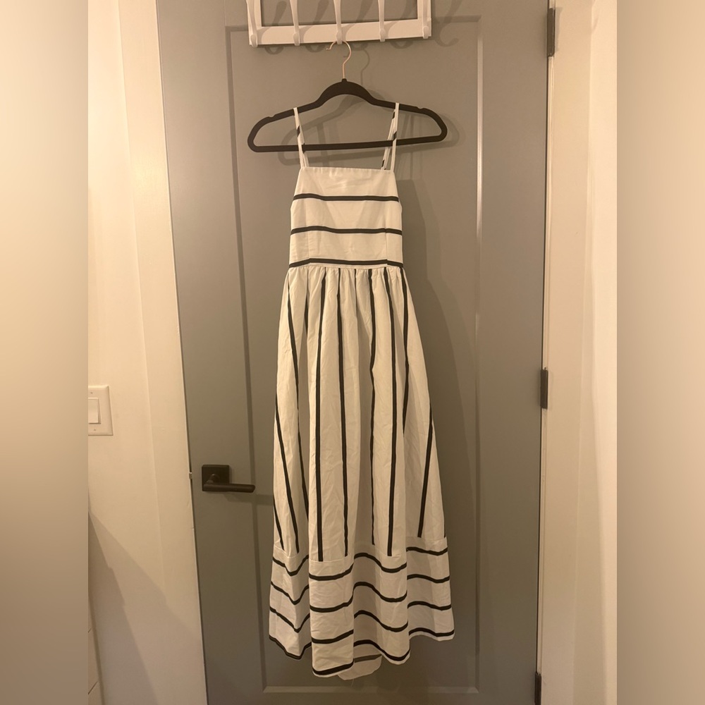 White and Black Striped Maxi Dress